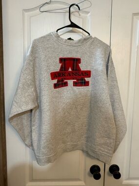 Vintage University of Arkansas Appliqué Spellout Crewneck Sweater